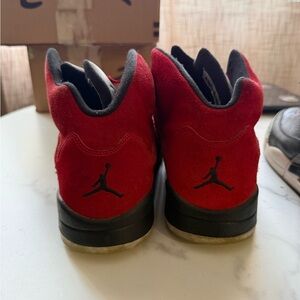 Jordan Raging Bull package Men’s Red Suede High-Top Sneakers with Black Accents